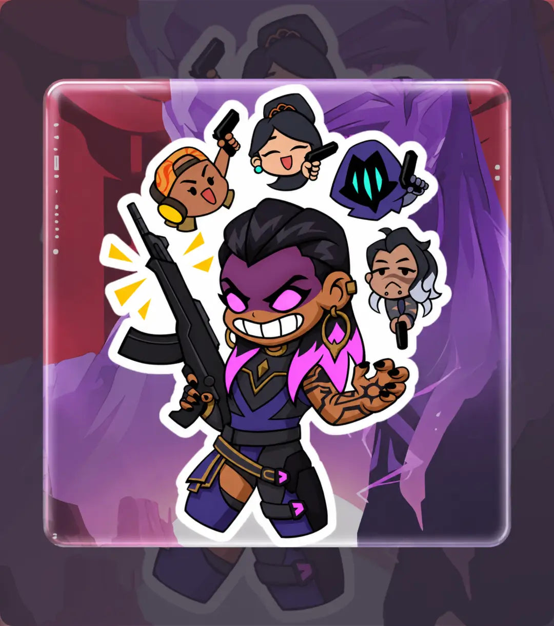 Valorant Reyna Chibi Acrylic Fridge Magnet 4x4 Inch | Premium Gaming Anime Magnet | HD Glossy Print Collectible