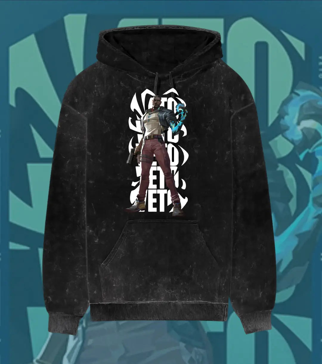 VETO – VETO Valorant Acid Wash Hoodie | Premium Gamer Streetwear - Black / XS - Valorant