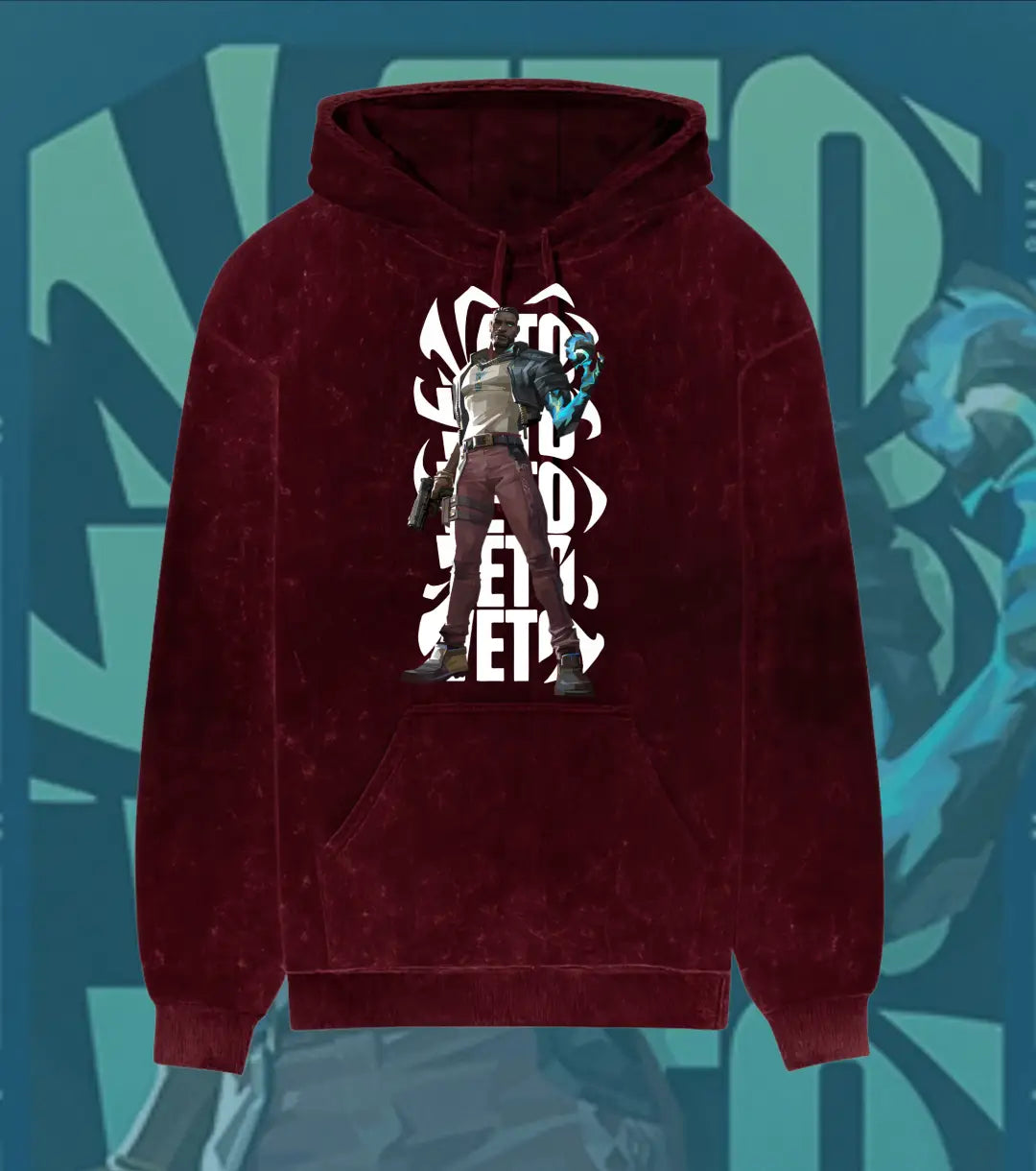VETO – VETO Valorant Acid Wash Hoodie | Premium Gamer Streetwear - Maroon / XS - Valorant