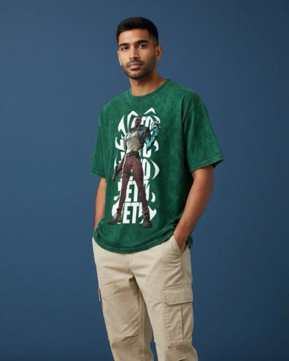 VETO – VETO Valorant Acid Wash Tee | Bold Gamer Streetwear - Bottle Green / XS - Valorant