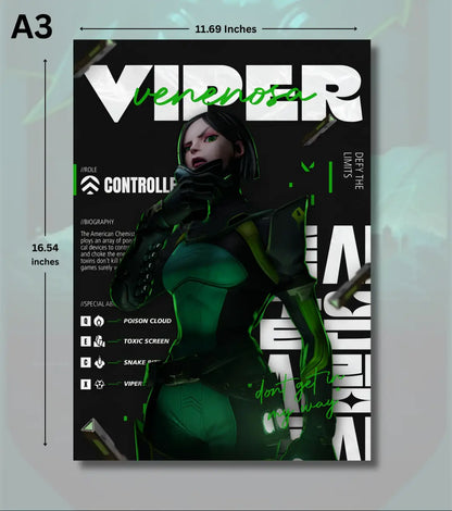 Viper Valorant Poster – Venomous Focus Wall Art | Deadly Style Sharp Impact - A3 - Valorant