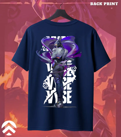 Vyse - Phantom Vortex Valorant T Shirt | Silent Deadly Tee - Back (Dual Print) / Navy / S - Valorant