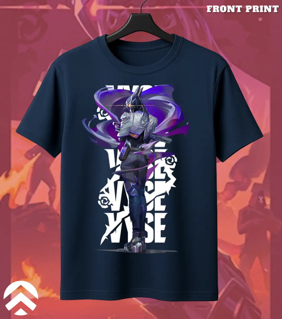 Vyse - Phantom Vortex Valorant T Shirt | Silent Deadly Tee - Front Only / Navy / S - Valorant