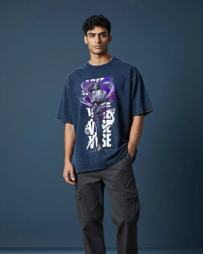 Vyse – Shadow Serpent Valorant Acid Wash Tee | Bold Gamer Streetwear - Navy / XS - Valorant