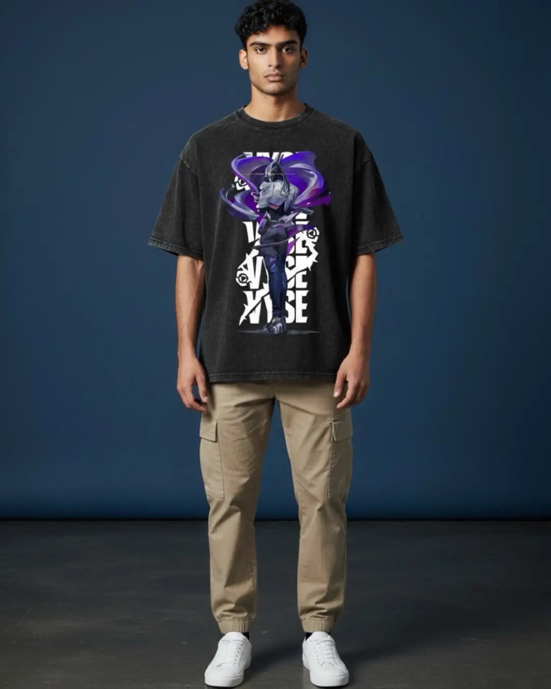 Vyse – Shadow Serpent Valorant Acid Wash Tee | Bold Gamer Streetwear - Black / XS - Valorant