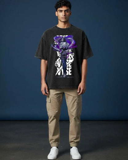 Vyse – Shadow Serpent Valorant Acid Wash Tee | Bold Gamer Streetwear - Black / XS - Valorant