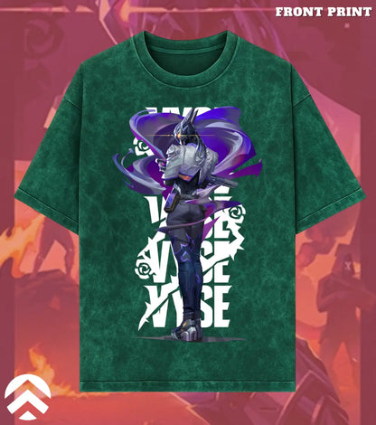 Vyse – Shadow Serpent Valorant Acid Wash Tee | Bold Gamer Streetwear - Valorant