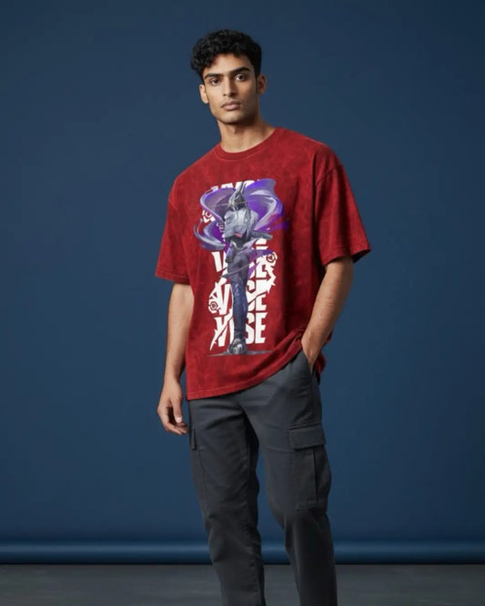 Vyse – Shadow Serpent Valorant Acid Wash Tee | Bold Gamer Streetwear - Maroon / XS - Valorant