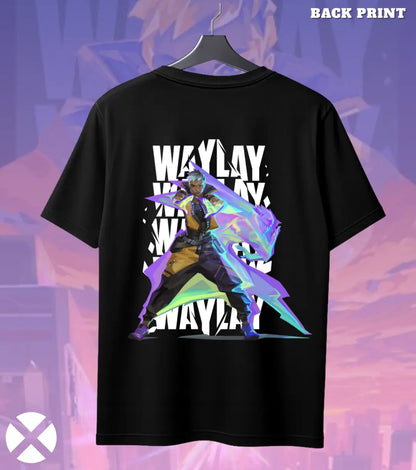 Waylay - Mirage Shift Valorant T Shirt | Blink Into Advantage Tee - Back (Dual Print) / Black / S - Valorant