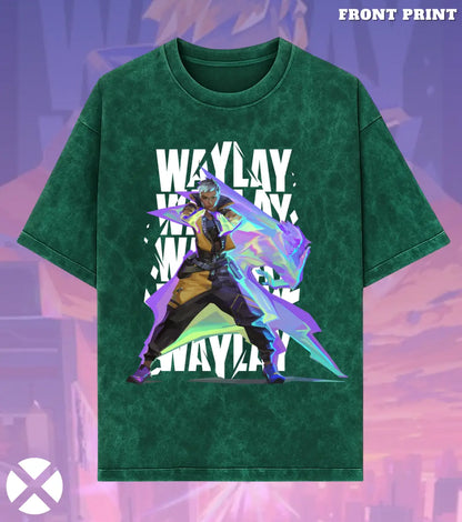Waylay – Phantom Mirage Valorant Acid Wash Tee | Bold Gamer Streetwear - Valorant