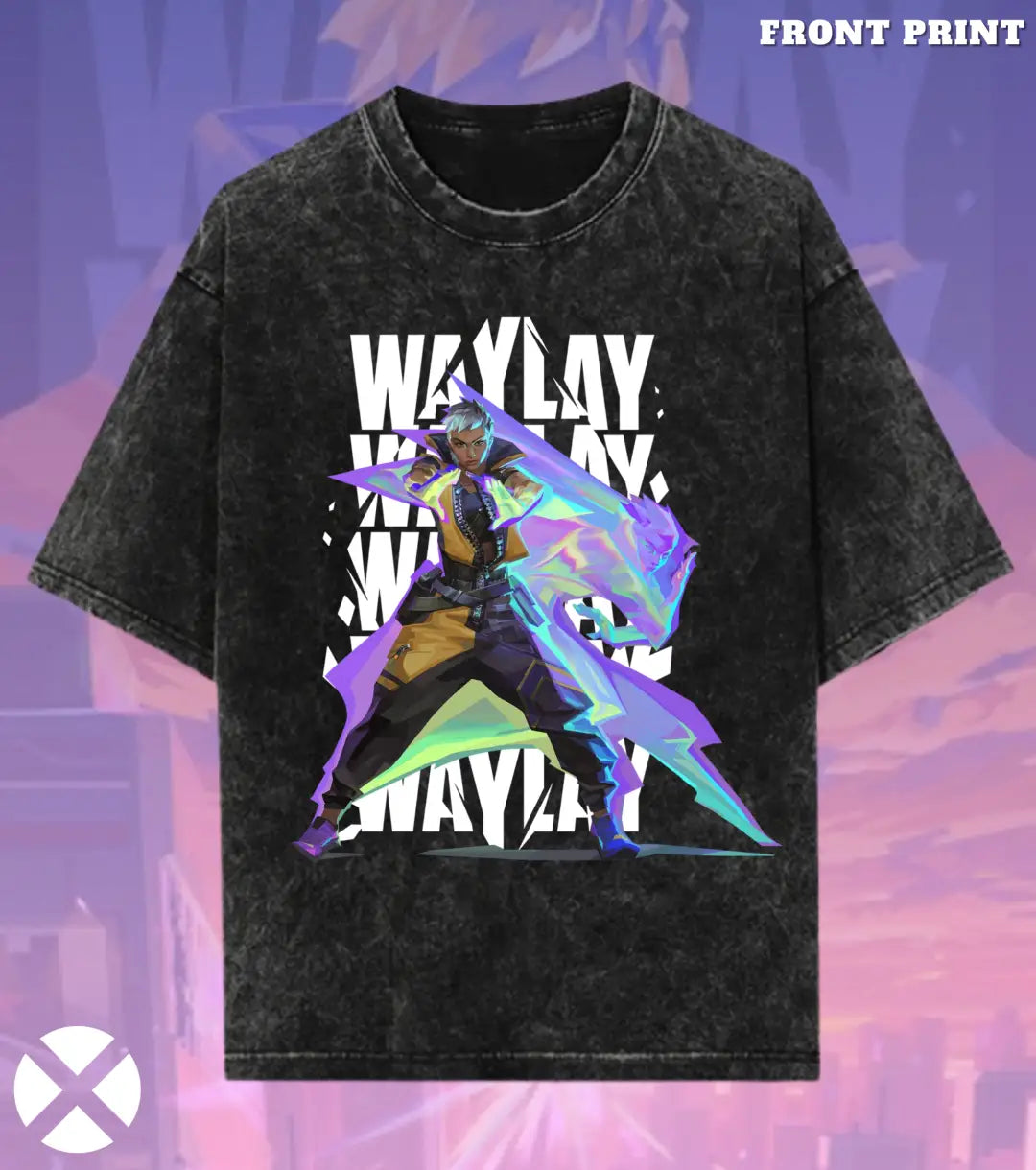 Waylay – Phantom Mirage Valorant Acid Wash Tee | Bold Gamer Streetwear - Valorant