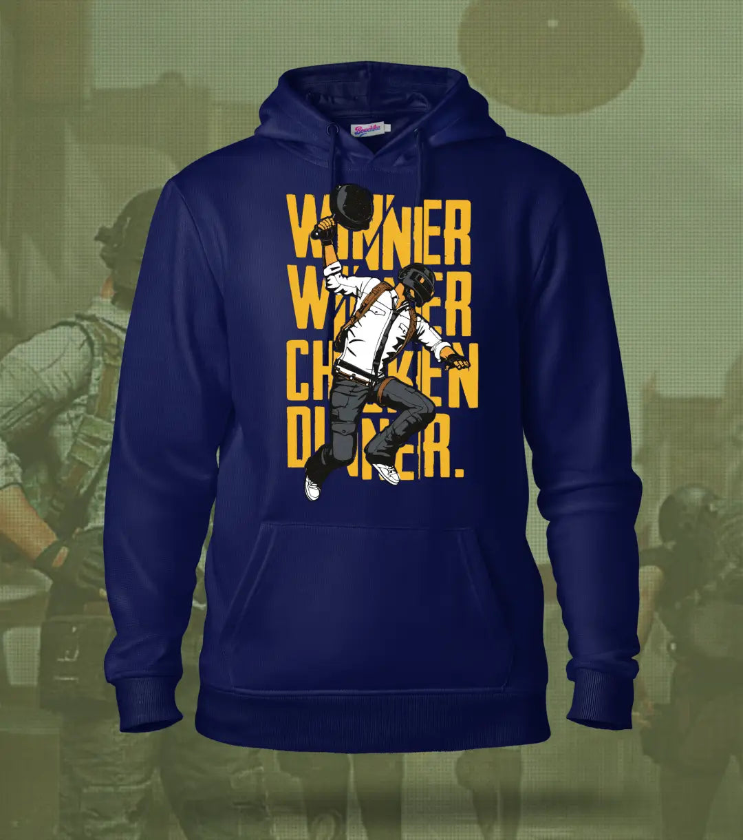 Winner Winner Chicken Dinner – Classic Victory Hoodie | 300 GSM Brushed Fleece - Regular / Navy / XS - BGMI/PUBG