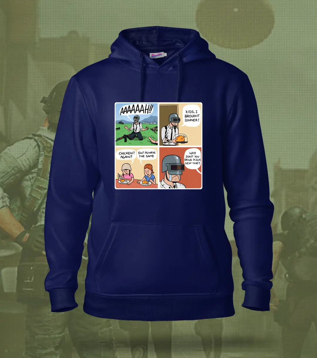 Winner Winner Chicken Dinner – Comic Edition Hoodie | 300 GSM Brushed Fleece - Navy / XS / Regular - BGMI/PUBG