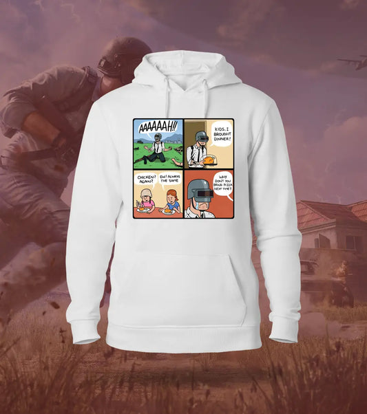 Winner Winner Chicken Dinner – Comic Edition Hoodie | 300 GSM Brushed Fleece - White / XS / Regular - BGMI/PUBG