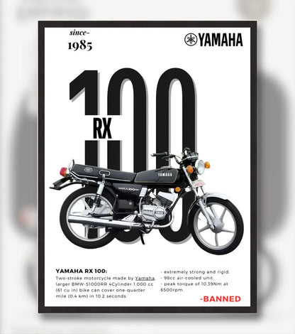 Yamaha RX 100 Poster - A4 / Black Frame - Automotive