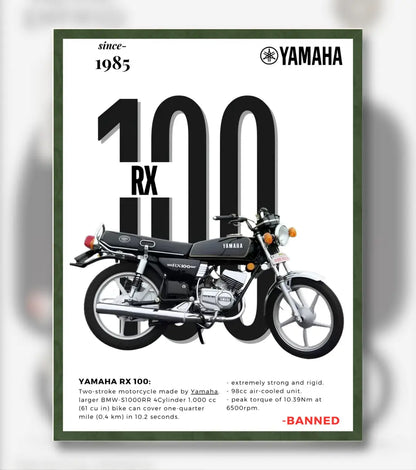 Yamaha RX 100 Poster - A4 / Bottle Green - Automotive