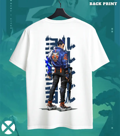Yoru - Rift Breaker Valorant T Shirt | Vanish Strike Tee - Back (Dual Print) / White / S - Valorant