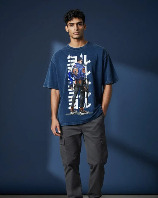 Yoru – Riftwalker Valorant Acid Wash Tee | Bold Gamer Streetwear - Navy / XS - Valorant